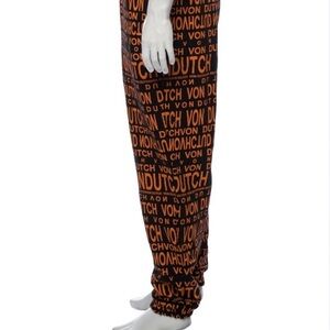 Von Dutch Black and Orange Logo Pants